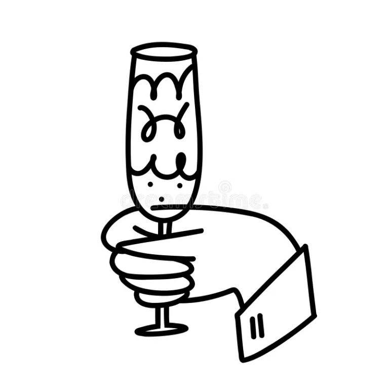 Holding a glass of sparkling wine